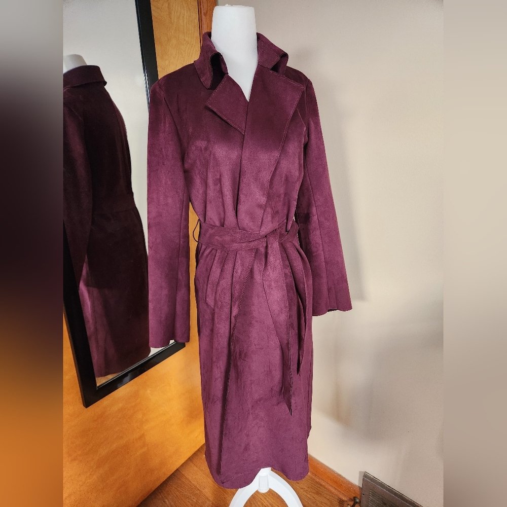 NY&CO burgundy trench, size small